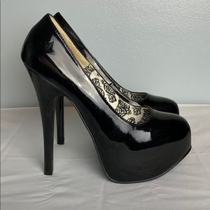 Black Patent Leather Stiletto Heels
